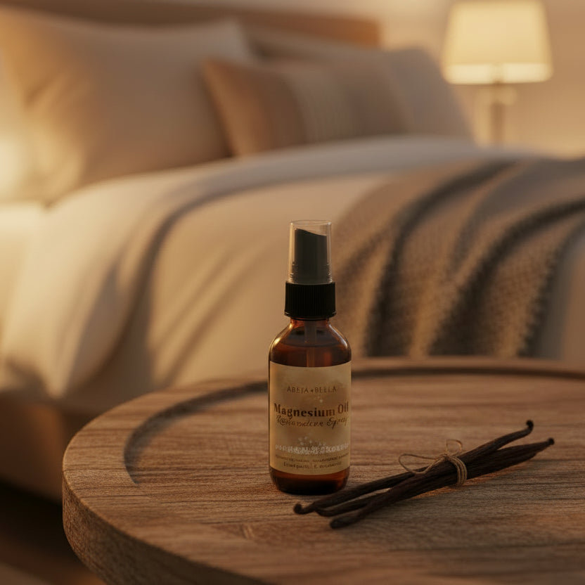 Small bottle with a spray nozzle on a marble surface