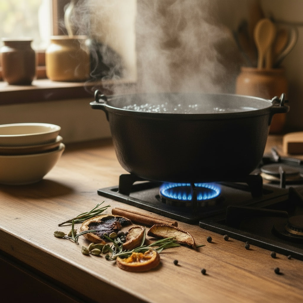 Dried fruits and herbs background