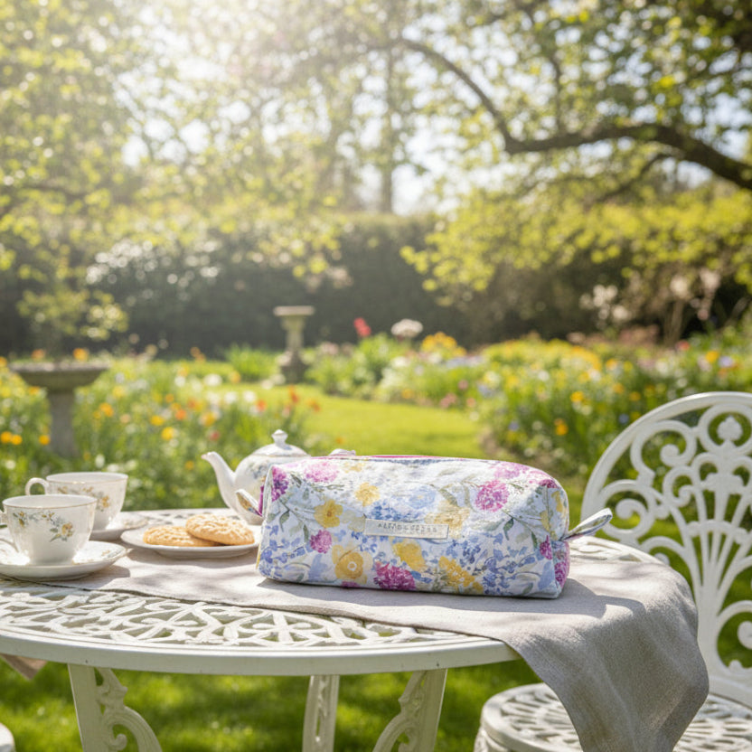 Floral-patterned Spring cosmetic bag