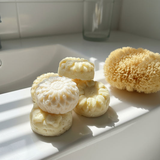 Floral molded solid dish soap bars